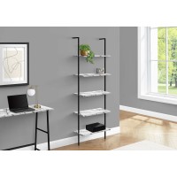 I 3685 Bookcase, Shelf-72 "H Ladder White Marble/Black Metal (Online Only)