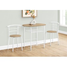 A-9021 -3 Pcs. Dining Set/Natural Top/White Metal (Online only)