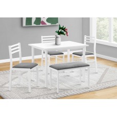 A-1301 - 5 Pcs. Dining Set/ White top /White metal (Online only)