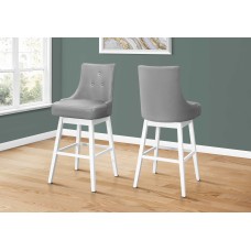 I 1243 BARSTOOL -  46"H / GREY LEATHER-LOOK / SWIVEL (EXCLUSIVE ONLINE SALE !)