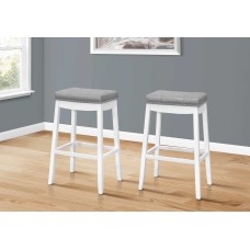 I 1262  BARSTOOL 29"H / GREY LEATHER-LOOK / WHITE (EXCLUSIVE ONLINE SALE)