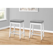 I 1263 BARSTOOL -24"H / GREY LEATHER-LOOK / WHITE (EXCLUSIVE ONLINE SALE)