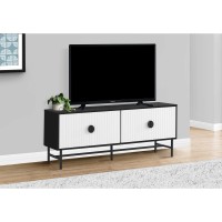 I 2732 TV stand-60" L Black/White Doors with Black Metal (Online only)