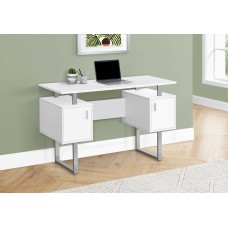 I 7605 Computer Desk-48"L/White/Silver Metal (Online Only)