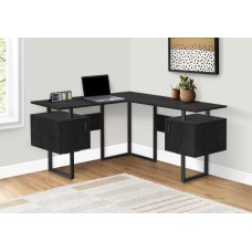 I 7696 Computer Desk-58"L/Black Oak/Black Metal Corner (Online Only)