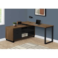 A-1177 Computer Desk-72 " L Walnut/ Black Executive Corner (Online Only)