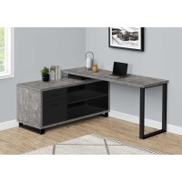 A-4177 Computer Desk-72 "L Grey Concrete/ Black Executive Corner (Online only)