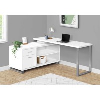 A-6177 Computer Desk-72"L White/ Silver executive Corner (Online Only)