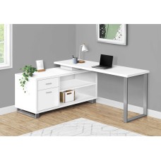 I 7716 Computer Desk-72"L White/ Silver executive Corner (Online Only)