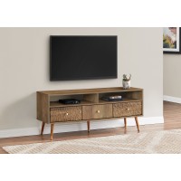 Monarch 48" Mid-Century Wooden Rippled Front Computer Desk in Walnut and Gold 