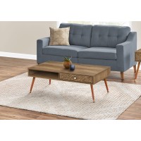 A-6382 Coffee Table-Walnut Mid-Century With a drawer (Online Only)