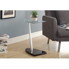 I 3047 Accent Table-Glossy Black/Silver With Tempered Glass (Online Only)