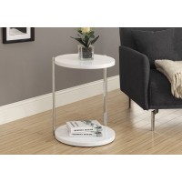 A-6503 Nightstand , End Table- Glossy White/Chrome Metal (Online Only)