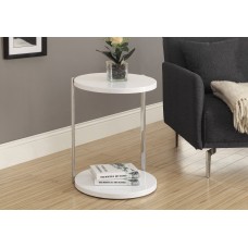 I 3056 ACCENT TABLE - GLOSSY WHITE / CHROME METAL  (EXCLUSIVE ONLINE SALE !)