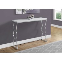 I 3402 ACCENT TABLE - 42"L / GLOSSY WHITE / CHROME METAL