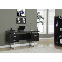 A-0807 Computer Desk-60"L/Espresso/Silver Metal (In stock )