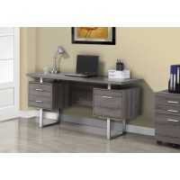A-2807 Computer Desk-60" L Dark Taupe Silver Metal (Online Only)