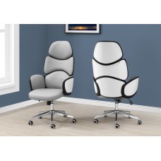 A-2237 Office Chair- Grey Leather-Look/ High Back Executive (Online Only)