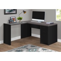 I 7431 Computer Desk-Black/Grey Top Corner with Tempered Glass (Online Only)