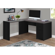 A-1347 Computer Desk-Black/Grey Top Corner with Tempered Glass (Online Only)