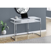 I 7520 COMPUTER DESK - 48"L / GLOSSY WHITE / CHROME METAL  (EXCLUSIVE ONLINE SALE !)