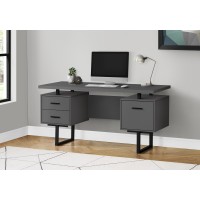 I 7630 Computer Desk -60 " L Modern Grey/Black Metal (Online Only)