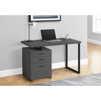 A-5467 Computer Desk-48" L Modern Grey/Black Metal/L/R Face (Online Only)