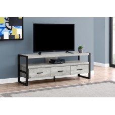 I 2821 TV STAND - 60"L / GREY RECLAIMED WOOD-LOOK / 3 DRAWERS (EXCLUSIVE ONLINE SALE !)