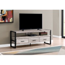 I 2822 TV STAND - 60"L / TAUPE RECLAIMED WOOD-LOOK / 3 DRAWERS (EXCLUSIVE ONLINE SALE !)