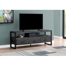 I 2823 TV STAND - 60"L / BLACK RECLAIMED WOOD-LOOK / 3 DRAWERS (EXCLUSIVE ONLINE SALE !)