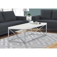 I 3028 COFFEE TABLE - GLOSSY WHITE WITH CHROME METAL (EXCLUSIVE ONLINE SALE !)