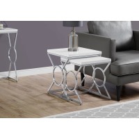 I 3401 NESTING TABLE - 2PCS SET / GLOSSY WHITE / CHROME METAL (EXCLUSIVE ONLINE SALE !)