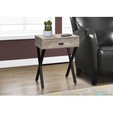 I 3452 ACCENT TABLE - 24"H / TAUPE RECLAIMED WOOD / BLACK METAL (EXCLUSIVE ONLINE SALE !)