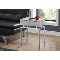 I 3461 Accent Table-24" H/ Grey Cement/Chrome Metal (Online Only)