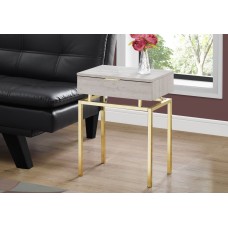 A-3643 Accent Table-24"H/Beige Marble/ Gold Metal (Online only)