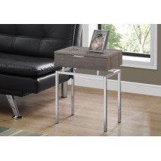 I 3465 Accent Table-24"H/ Dark Taupe/ chrome Metal (Online Only)