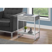I 3481 ACCENT TABLE - 24"H / GREY CEMENT / CHROME METAL (EXCLUSIVE ONLINE SALE !)