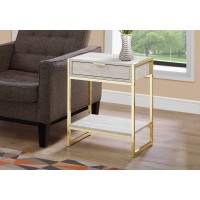 I 3483 ACCENT TABLE - 24"H / BEIGE MARBLE / GOLD METAL (EXCLUSIVE ONLINE SALE !)