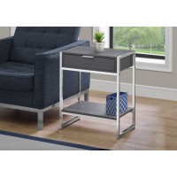 I 3484 ACCENT TABLE - 24"H / GREY / CHROME METAL (EXCLUSIVE ONLINE SALE !)