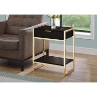 I 3486 ACCENT TABLE - 24"H / ESPRESSO / GOLD METAL (EXCLUSIVE ONLINE SALE !)