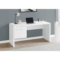I 7581 COMPUTER DESK - 60"L / HIGH GLOSSY WHITE L/R FACE DRAWER   (EXCLUSIVE ONLINE SALE !)