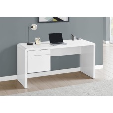 A-1857 Computer Desk-60" L/High Glossy White ,L/R Face Drawer (Online Only)