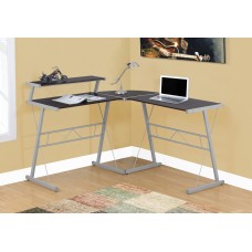 I 7171 Computer Desk-Espresso top/Silver Metal (Online Only)