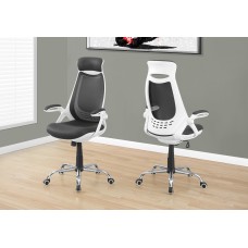 I 7269 OFFICE CHAIR - WHITE / GREY MESH / CHROME HIGH-BACK EXEC (In Stock)