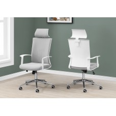 I 7301 Office Chair- White/Grey Fabric/ High Back Executive (Online Only)
