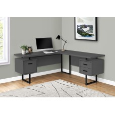 A-5167 Corner Computer Desk-70"L Modern Grey/Black Metal L/R Facing (Online only)