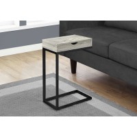 I 3407 End Table-Grey Reclaimed Wood-Look/Black/ Drawer 