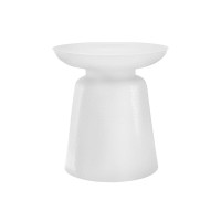 I 3917 White Textured Iron Metal Drum End Table (Online Only)