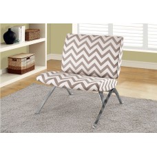 I 8137 ACCENT CHAIR - DARK TAUPE " CHEVRON " WITH CHROME METAL  (EXCLUSIVE ONLINE SALE !)