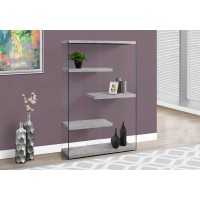 I 3234 BOOKCASE - 60"H / GREY CEMENT WITH TEMPERED GLASS (EXCLUSIVE ONLINE SALE !)